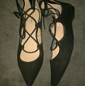 EXPRESS LACE UP FLAT FAUX SUEDE SHOE SZ 9